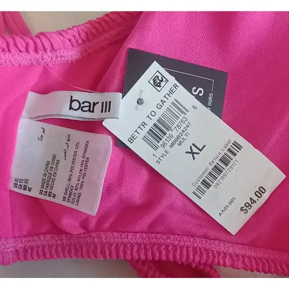 Bar III Cut Out One Piece Swimsuit XL Blue/Yellow/Pink NWT - Picture 11 of 13